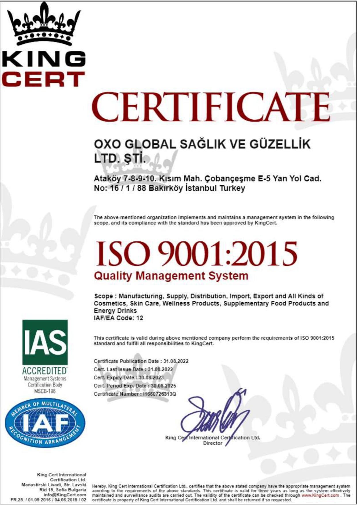 ISO 9001 2015 QUALITY MANAGEMENT SYSTEM