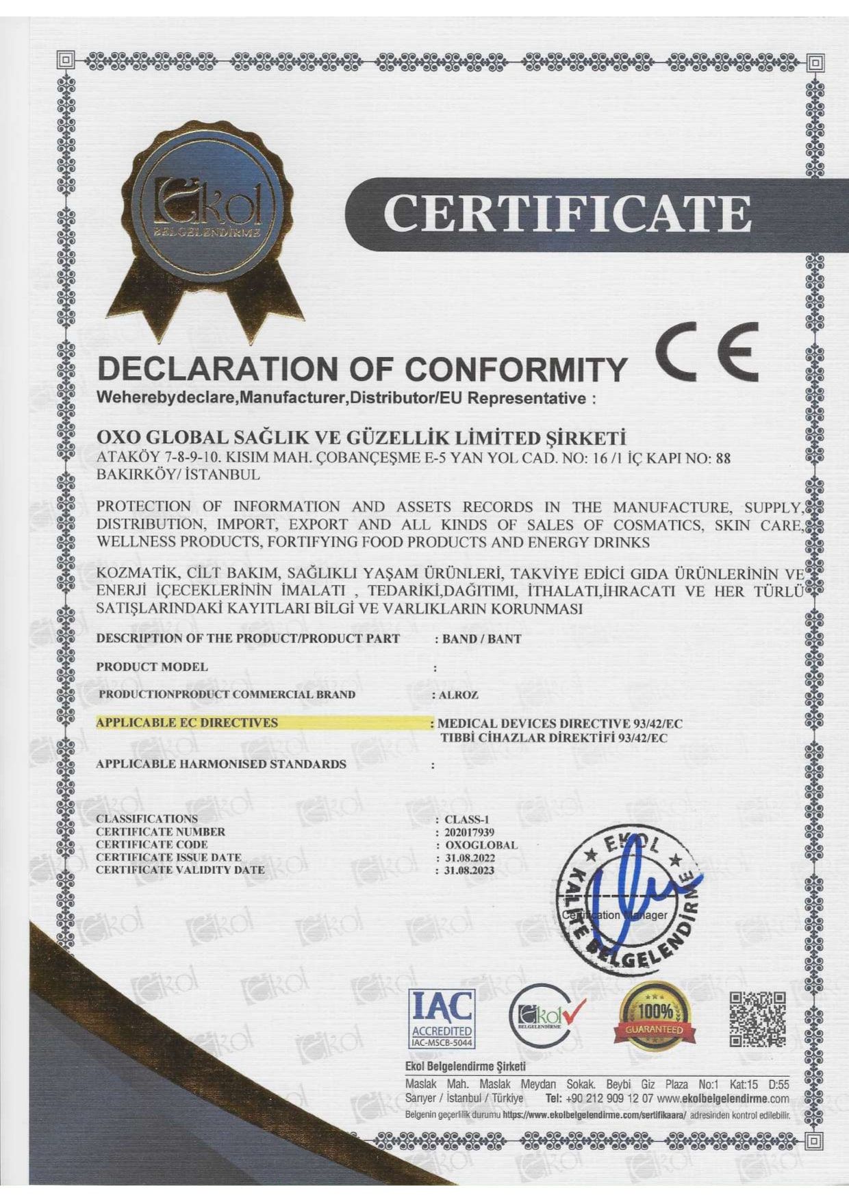 CE CERTIFICATE